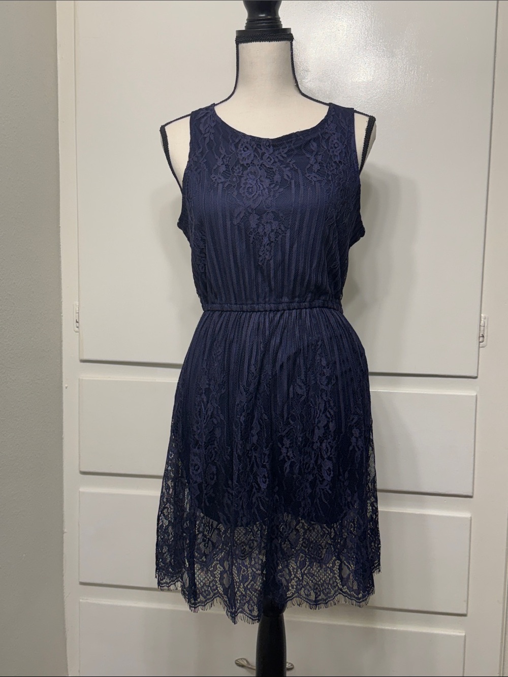 Xhilaration Navy Lace Sleeveless Mini Dress